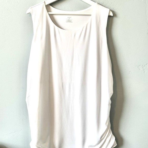CJ Banks Slimming White Tank w/ Side Rouche - Picture 1 of 4